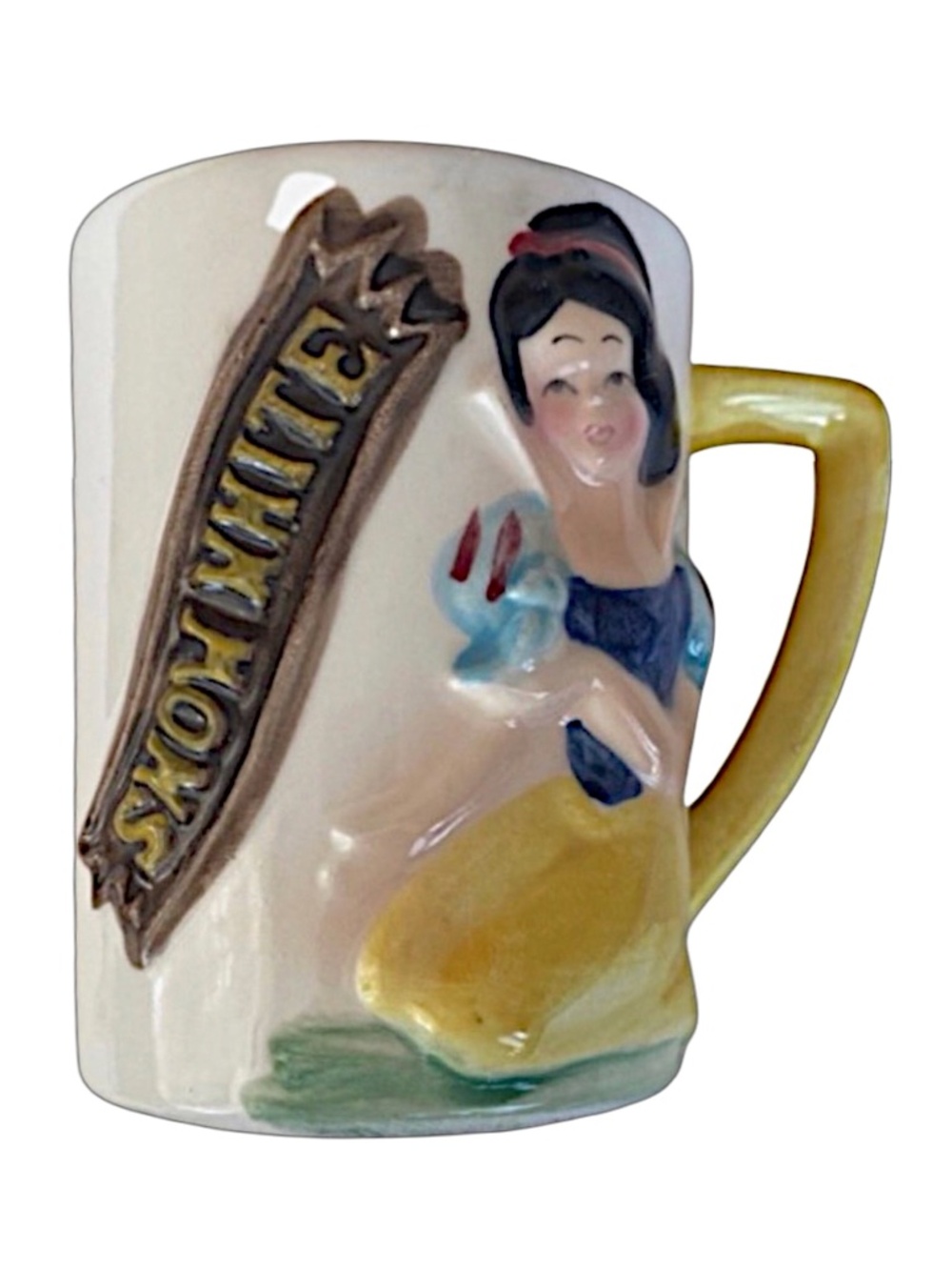 Enesco Disney Snow White Ceramic 3D Glazed Child Cup Mug Vintage 1960’ Japan
